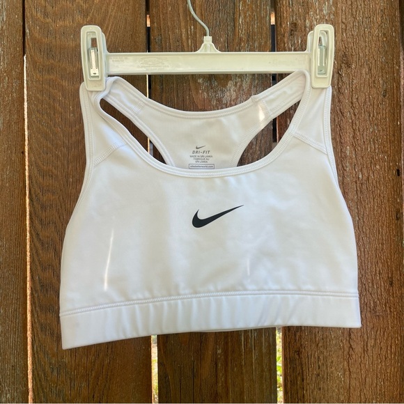 NIKE Women’s Dri-FIT White Sports Bra Racerback Size Small - Picture 1 of 9